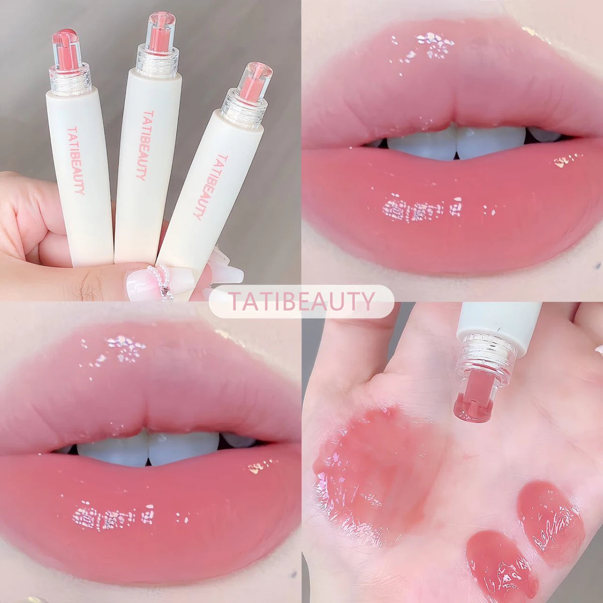 TATIBEAUTY Lip Jelly Essence Hydrating Lipstick Lip Gloss Lip Gloss Mirror Lip Gloss Lipstick Tender Pink Student Makeup