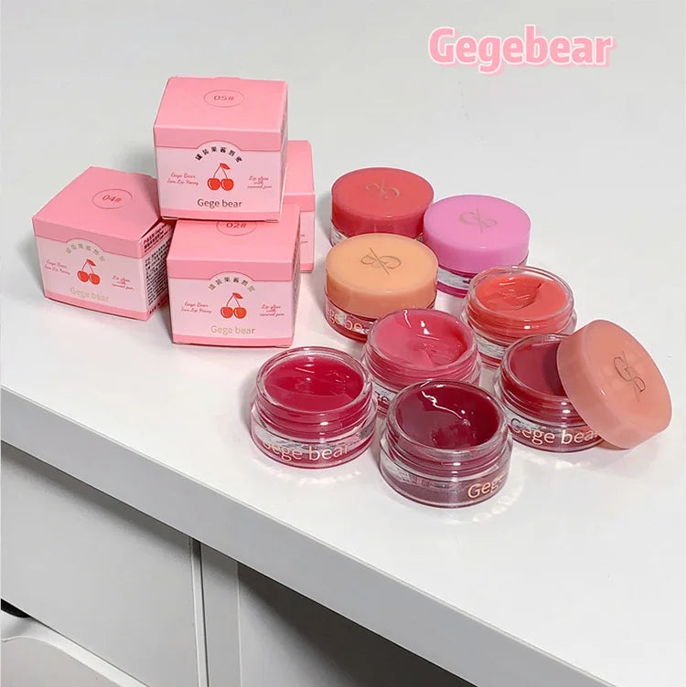 Canned Jam Lip Gloss Gege Bear Jam Lip Honey Moisturizing and Shiny Mirror Non Sticky Makeup Lip Glaze