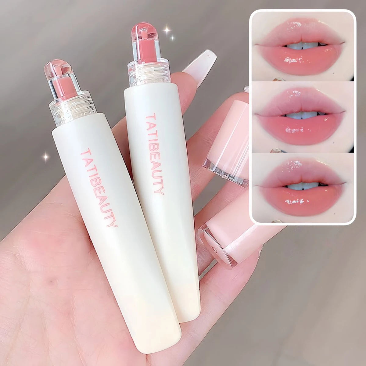 TATIBEAUTY Lip Jelly Essence Hydrating Lipstick Lip Gloss Lip Gloss Mirror Lip Gloss Lipstick Tender Pink Student Makeup