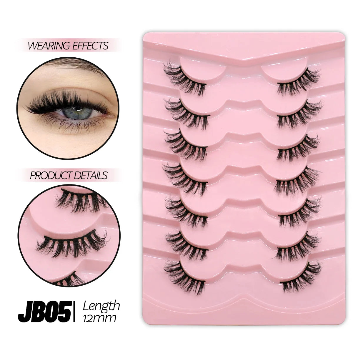 GROINNEYA Half Lashes Half Lashes Soft Natural Clear Band Lashes Natural Look Faux Mink Wispy Mink Eyelashes Extension Makeup