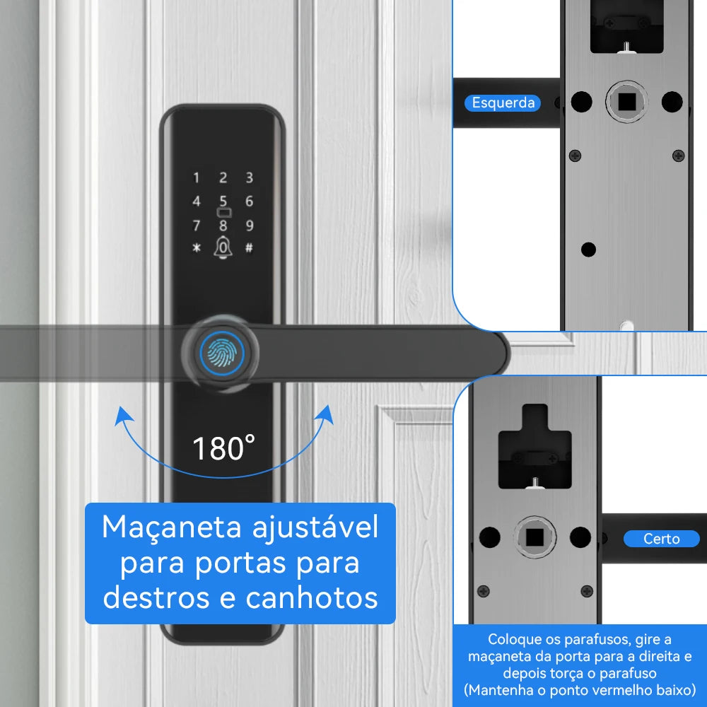 INTELAR Tuya Wifi Smart Door Lock Digital Electronic Lock with Smart Card/Password/Key/USB Emergency Charging For Smart Home