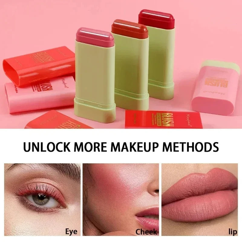 Cheek 3-in-1 Lip Tinted Moistured Blush Stick Silky Brighten Blush Cream Blusher Cosmetics Tubes Matte Contour Makeup Cosmetics