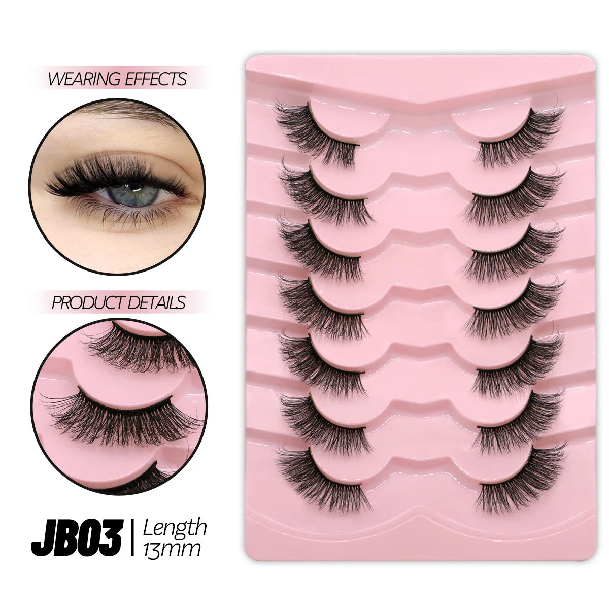 GROINNEYA Half Lashes Half Lashes Soft Natural Clear Band Lashes Natural Look Faux Mink Wispy Mink Eyelashes Extension Makeup