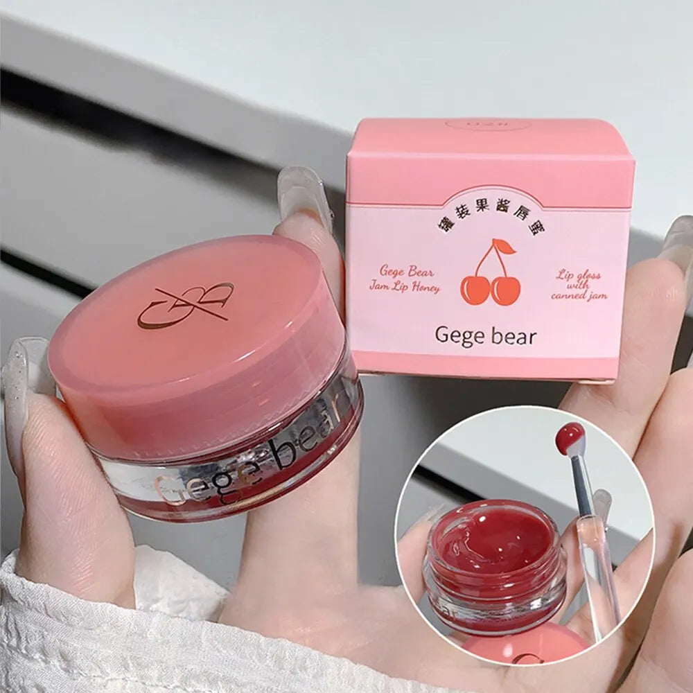 Canned Jam Lip Gloss Gege Bear Jam Lip Honey Moisturizing and Shiny Mirror Non Sticky Makeup Lip Glaze