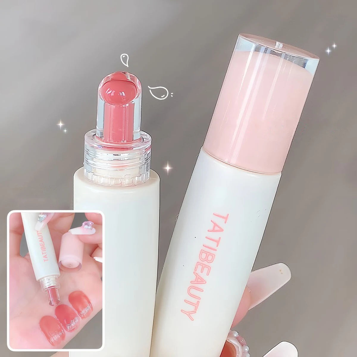 TATIBEAUTY Lip Jelly Essence Hydrating Lipstick Lip Gloss Lip Gloss Mirror Lip Gloss Lipstick Tender Pink Student Makeup